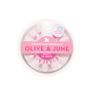 Candy Sparkle Pink French - Press-On | Medium | Oval