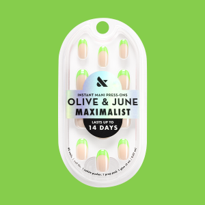 Lime Chrome French - Press-On | Short | Round