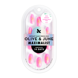 Golden Palm Pink - Press On | Medium | Oval