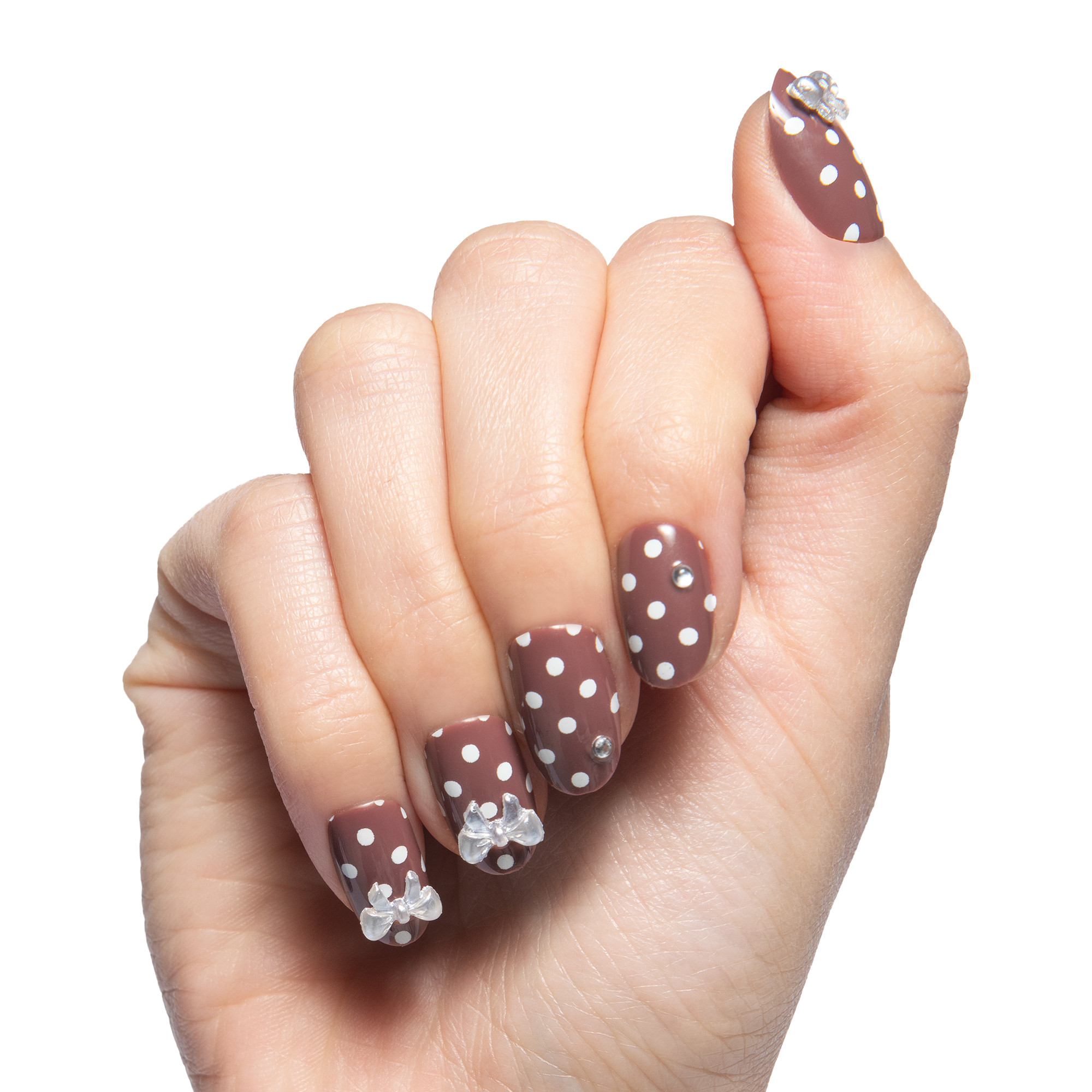 Polka Dots with Bows - Press On | Short | Round - Image 3