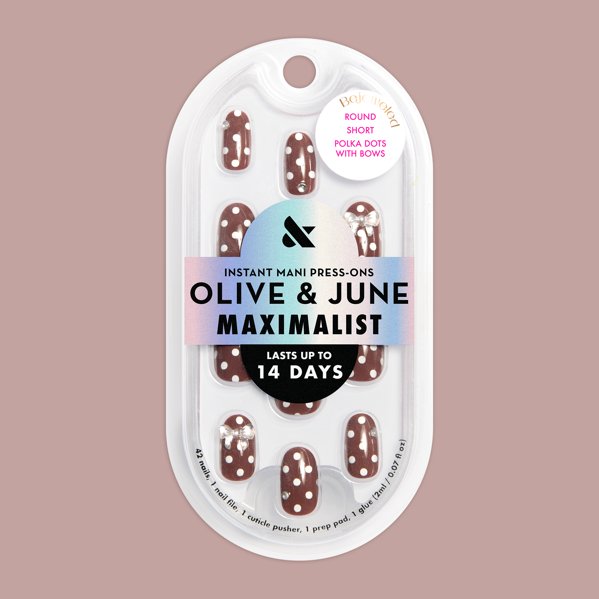 Polka Dots with Bows - Press On | Short | Round - Image 2