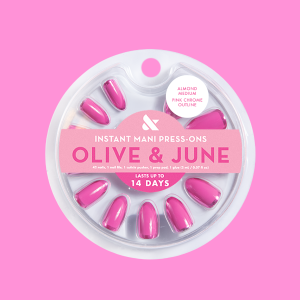 Pink Chrome Outline - Press-On | Medium | Almond